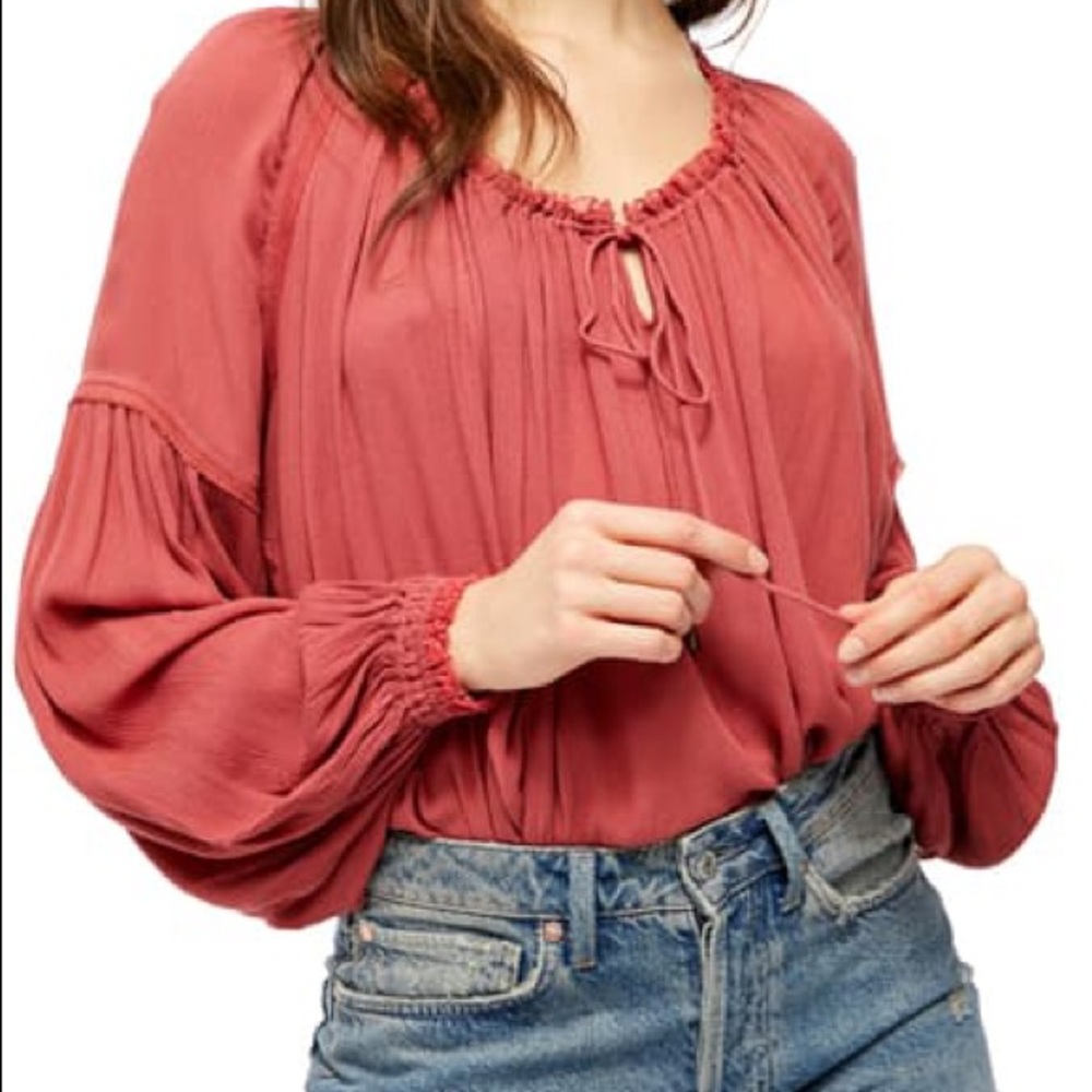 Free People Dusty Red Peasant Blouse (L)